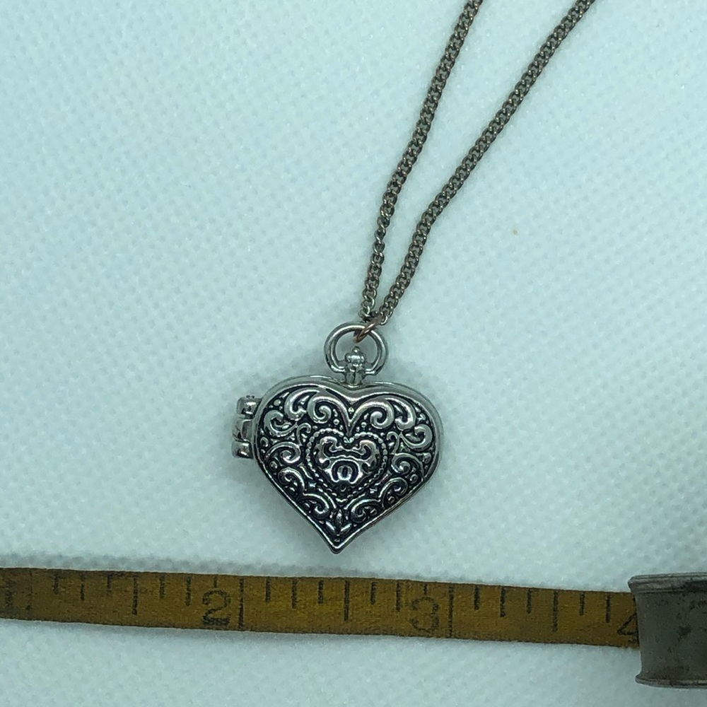 Silver heart locket with chain